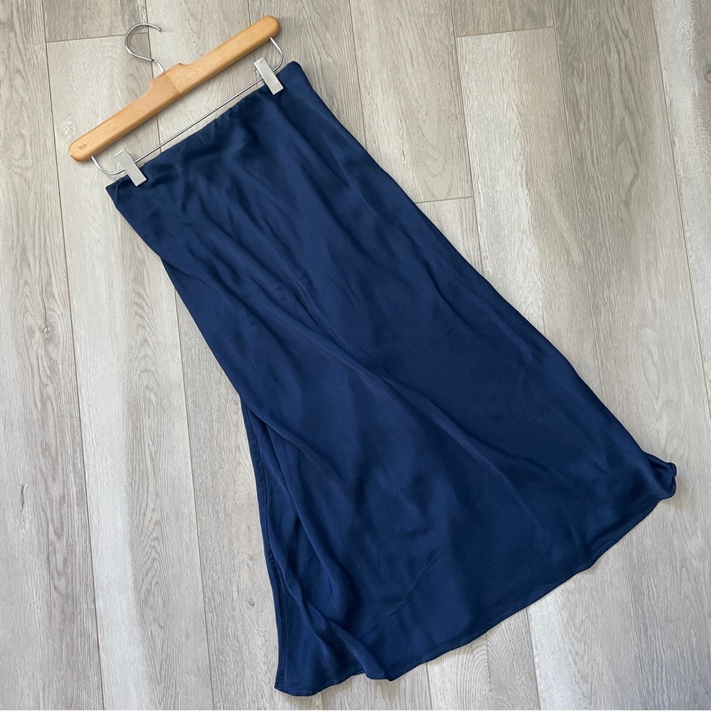 A.line Midi Skirt satin a-line womens Navy Blue (large) minimalist party chic